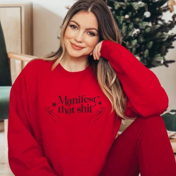 Manifest That Sh*t Sand Long Sleeve Unisex Crewneck Sweatshirt - Picture 4 of 6